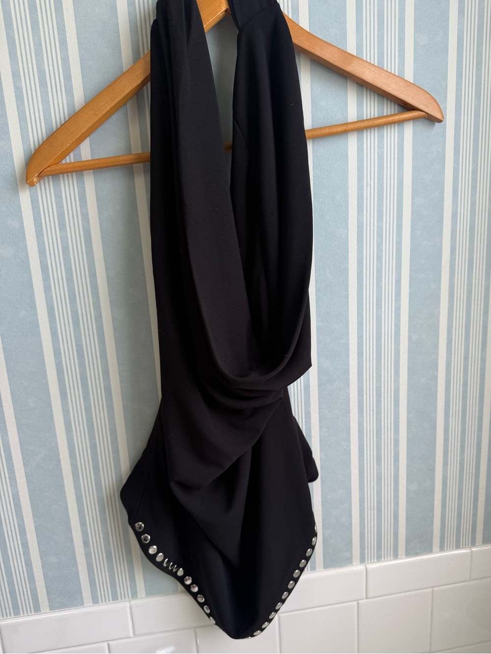 Zara Black Studded Draped Tank Top
